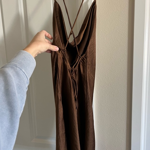 Womens Satin Brown Dress Size Small - Picture 2 of 2